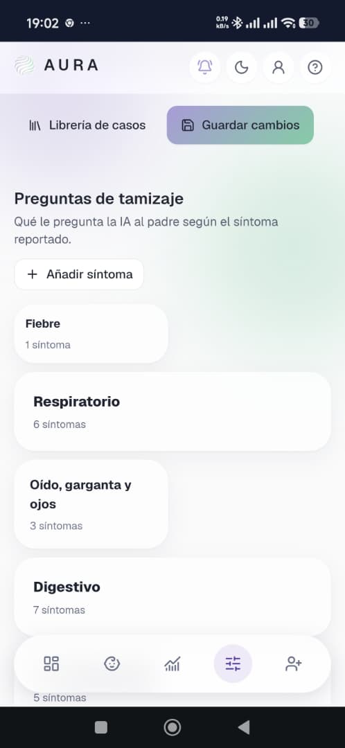 Configuración de preguntas de tamizaje por síntoma